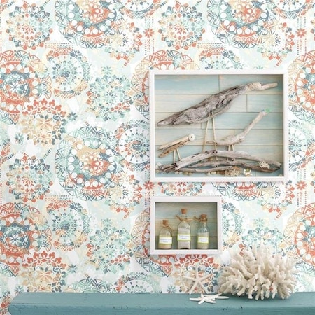Comfortcorrect Bohemian Peel & Stick Wallpaper; Orange & Blue CO477504